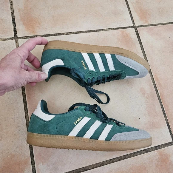 Adidas Samba green white stripes sz 5.5 men's 38EU unisex sneakers - Picture 2 of 6